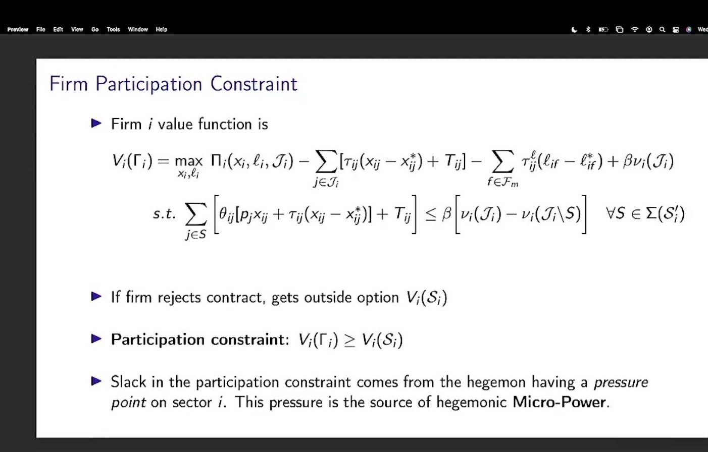 Firm participation constraint slide